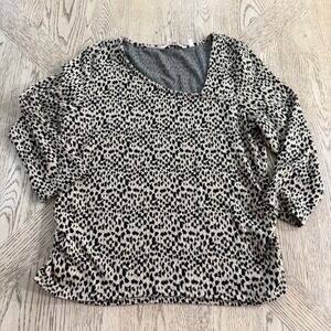 Soft Surroundings Large Anesha Animal Print Sweater Top Long‎ Sleeve Blouse